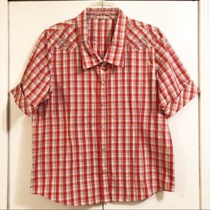 Bit Briddle Short Sleeve Snap Western Shirt Size L